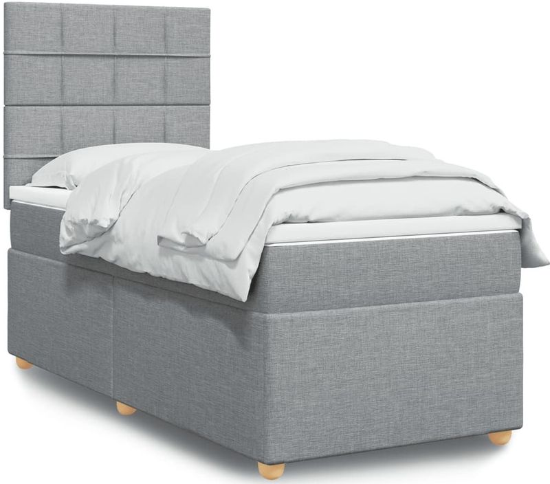 vidaXL Boxspringbett mit Matratze Hellgrau 80x200 cm Stoff