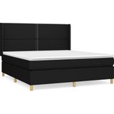vidaXL Boxspringbett mit Matratze Schwarz 180x200 cm Stoff