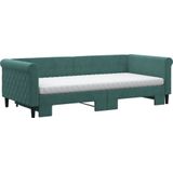 vidaXL Tagesbett Ausziehbar mit Matratzen Dunkelgrün 90x200 cm Samt