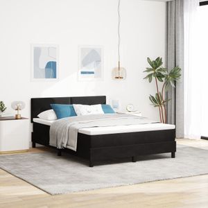 vidaXL Boxspringbett mit Matratze Schwarz 140x190 cm Samt