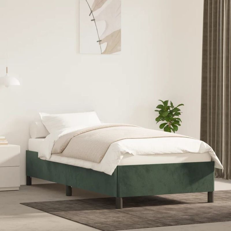 vidaXL Bettgestell ohne Matratze Dunkelgrün 80x200 cm Samt