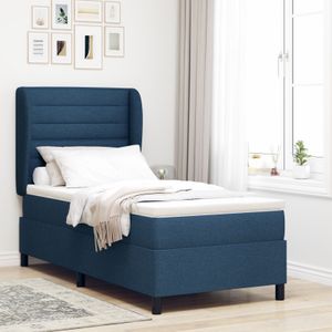vidaXL Boxspringbett mit Matratze Blau 90x200 cm Stoff