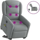vidaXL Elektrischer Massagesessel mit Aufstehhilfe Hellgrau Stoff