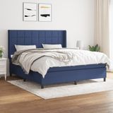vidaXL Boxspringbett mit Matratze Blau 160x200 cm Stoff