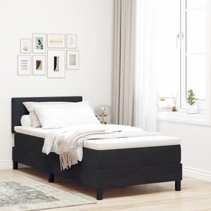 vidaXL Boxspringbett mit Matratze Schwarz 80x200 cm Samt