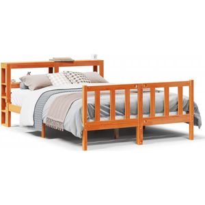 vidaXL Bettgestell mit Kopfteil ohne Matratze Wachsbraun 140x190 cm