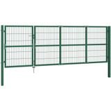vidaXL Gartentor mit Pfosten 350 x 120 cm Stahl Grün