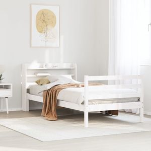vidaXL Bettgestell mit Kopfteil ohne Matratze Weiß 90x190 cm