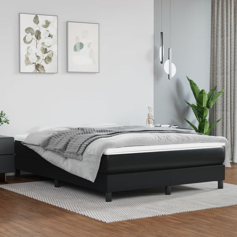 vidaXL Bettgestell Schwarz 140x200 cm Kunstleder