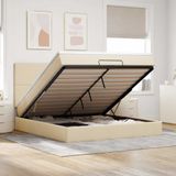 vidaXL Ottoman-Bett mit Matratze Creme 160x200 cm Stoff