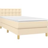 vidaXL Boxspringbett mit Matratze Creme 80x200 cm Stoff