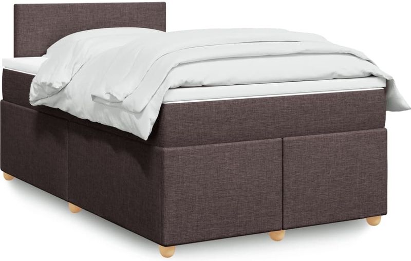 vidaXL Boxspringbett mit Matratze Dunkelbraun 120x200 cm Stoff