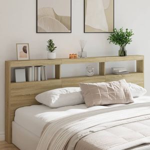 vidaXL LED-Kopfteil mit Ablagen Sonoma-Eiche 220x17x102 cm