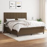 vidaXL Boxspringbett mit Matratze Dunkelbraun 160x200 cm Stoff