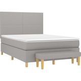 vidaXL Boxspringbett mit Matratze Hellgrau 140x200 cm Stoff