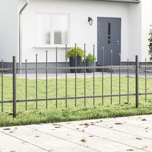 vidaXL Gartenzaun mit Bogenoberteil grau 6,8x0,75 m aus Stahl