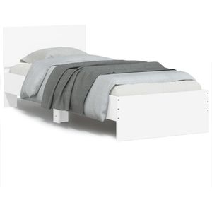 vidaXL Bettgestell mit Kopfteil und LED-Leuchten Weiß 90x190 cm