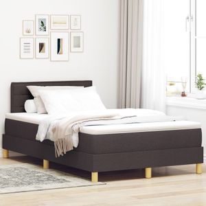 vidaXL LED Boxspringbett mit Matratze Dunkelbraun 120x200 cm Stoff