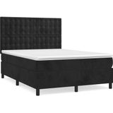 vidaXL Boxspringbett mit Matratze Schwarz 140x190 cm Samt