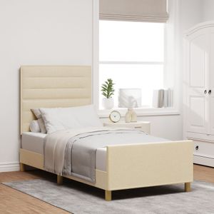vidaXL Bettgestell - Creme, 90x200 cm, Stoff