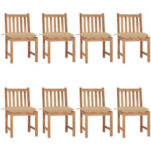 vidaXL Gartenstühle 8 Stk. mit Kissen Massivholz Teak