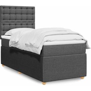 vidaXL Boxspringbett mit Matratze Dunkelgrau 100x200 cm Stoff
