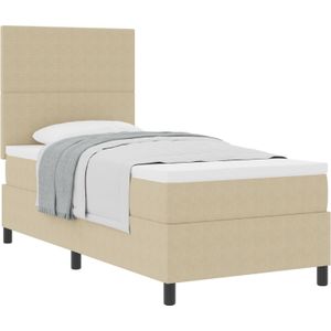 vidaXL Boxspringbett mit Matratze Hellgrün Grau 90x200 cm Cordstoff