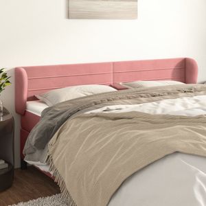 vidaXL Kopfteil mit Ohren Rosa 203x23x78/88 cm Samt