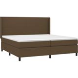 vidaXL Boxspringbett mit Matratze & LED Dunkelbraun 200x200 cm Stoff