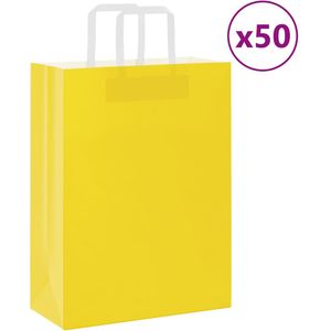 vidaXL Papiertragetaschen 50 Stk. mit Henkeln Gelb 26x12x35 cm