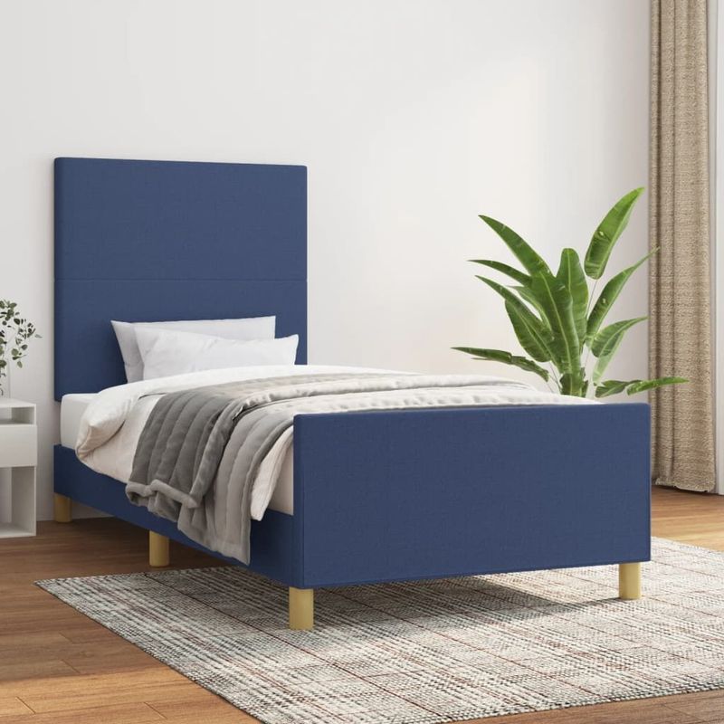vidaXL Bettgestell ohne Matratze Blau 100x200 cm Stoff