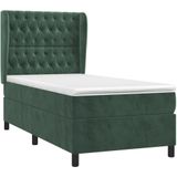 vidaXL Boxspringbett mit Matratze Dunkelgrün 80x200 cm Samt