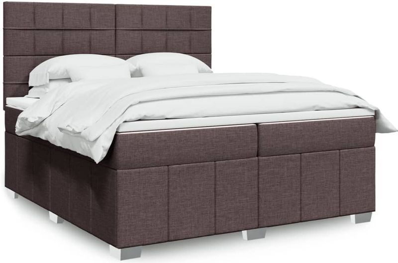 vidaXL Boxspringbett mit Matratze Dunkelbraun 200x200 cm Stoff