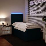 vidaXL Boxspringbett mit Matratze Blau 90x190 cm Samt