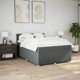 vidaXL Boxspringbett mit Matratze Dunkelgrau 140x200 cm Stoff