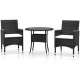 vidaXL 3-tlg. Garten-Essgruppe Poly Rattan Schwarz