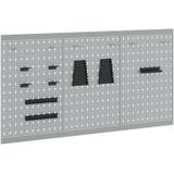 vidaXL Pegboards 3 Stück mit 15 Zubehör Grau 50x80 cm Stahl