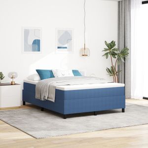 vidaXL Boxspringbett mit Matratze Blau 140x200 cm Cordstoff