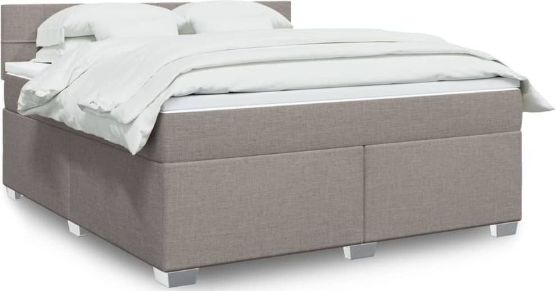 vidaXL Boxspringbett mit Matratze Taupe 180x200 cm Stoff