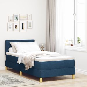 vidaXL Boxspringbett mit Matratze Blau 80x200 cm Stoff