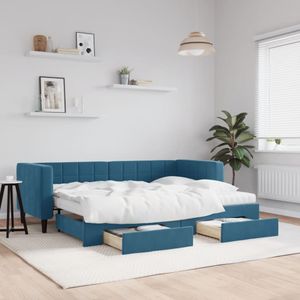 vidaXL Tagesbett Ausziehbar mit Schubladen Blau 80x200 cm Samt