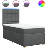 vidaXL Boxspringbett mit Matratze Dunkelgrau 90x200 cm Stoff