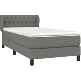 vidaXL Boxspringbett mit Matratze Dunkelgrau 90x190 cm Stoff
