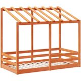 vidaXL Kinderbett mit Dach Wachsbraun 80x160 cm Massivholz Kiefer