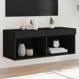 vidaXL TV-Schrank mit LED-Leuchten Schwarz 80x30x30 cm