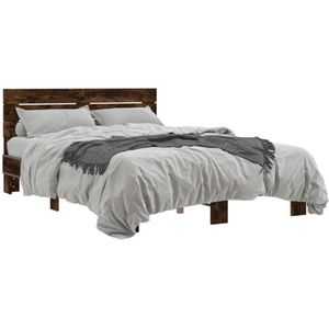 vidaXL Bettgestell Räuchereiche 140x200 cm Holzwerkstoff und Metall