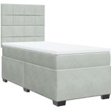 vidaXL Boxspringbett mit Matratze Hellgrau 80x200 cm Samt