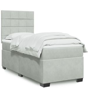 vidaXL Boxspringbett mit Matratze Hellgrau 80x200 cm Samt