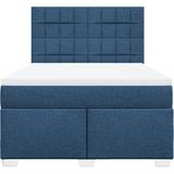 vidaXL Boxspringbett mit Matratze Blau 160x200 cm Stoff