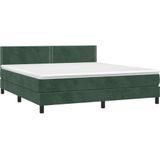 vidaXL Boxspringbett mit Matratze & LED Dunkelgrün 180x200 cm Samt
